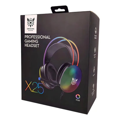 Auriculares Profesionales Para Jugadores Onikuma X25 Rgb Gris