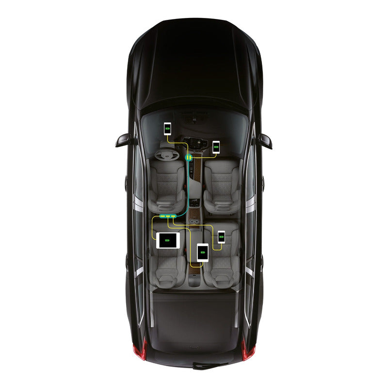 Cargador Rápido D Auto Aiwa Con Extensión Pasajeros + Cables