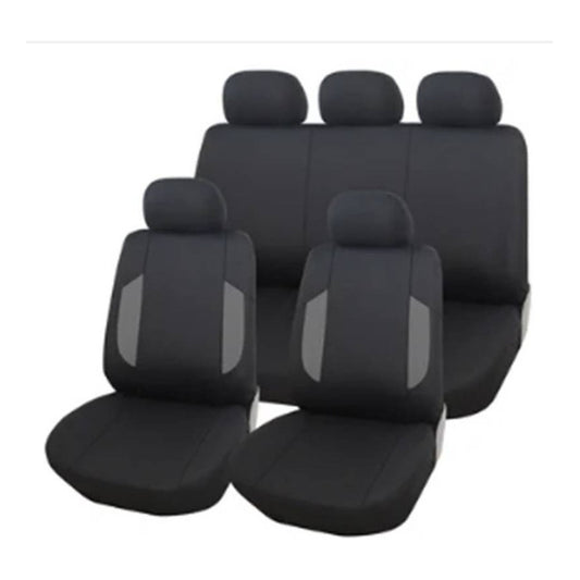 Set Funda Cubre Asiento Auto Universal Negro Gris 9pcs