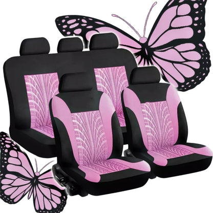 Funda Cubre Asiento Auto Rosado Universal 9pieza Rosa Diseño