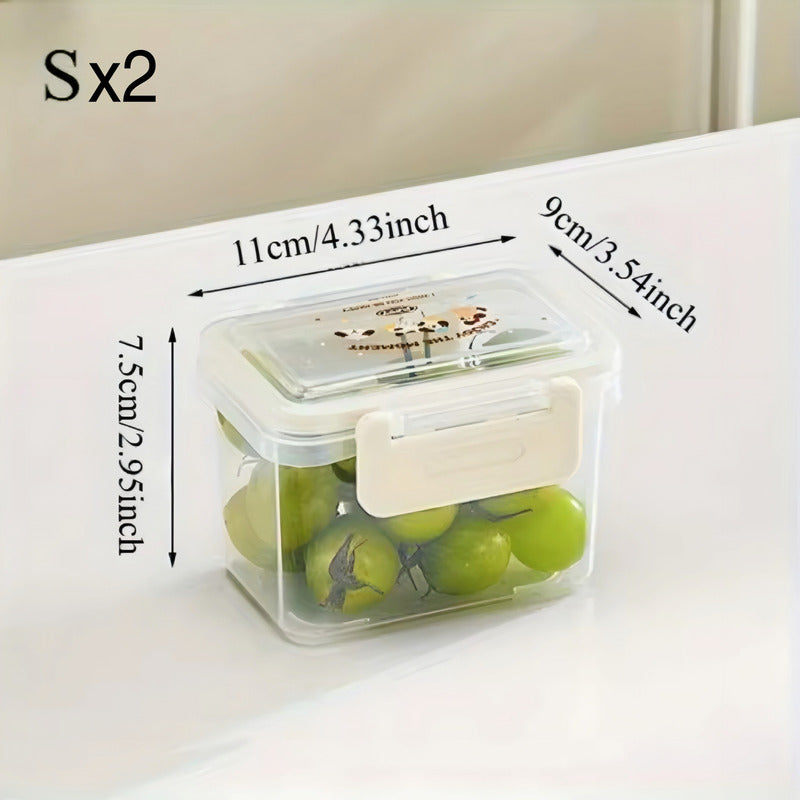 X5 Contenedor Hermético Cn Tapa Fruta Verdura Frescas Kawaii