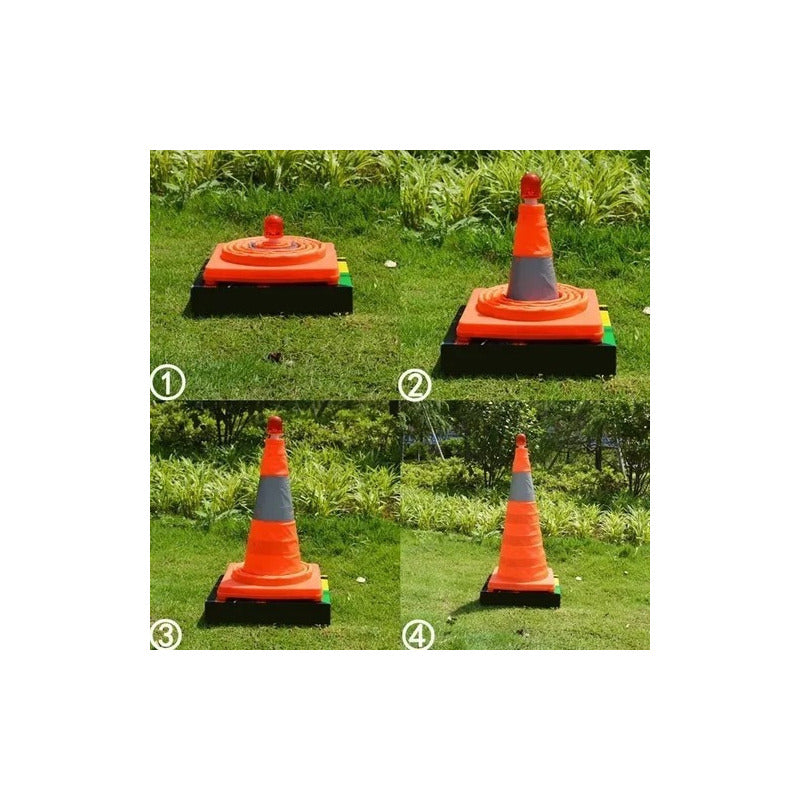 X2 Cono De Emergencia Retractil Reflectante Con Luz Led 50cm