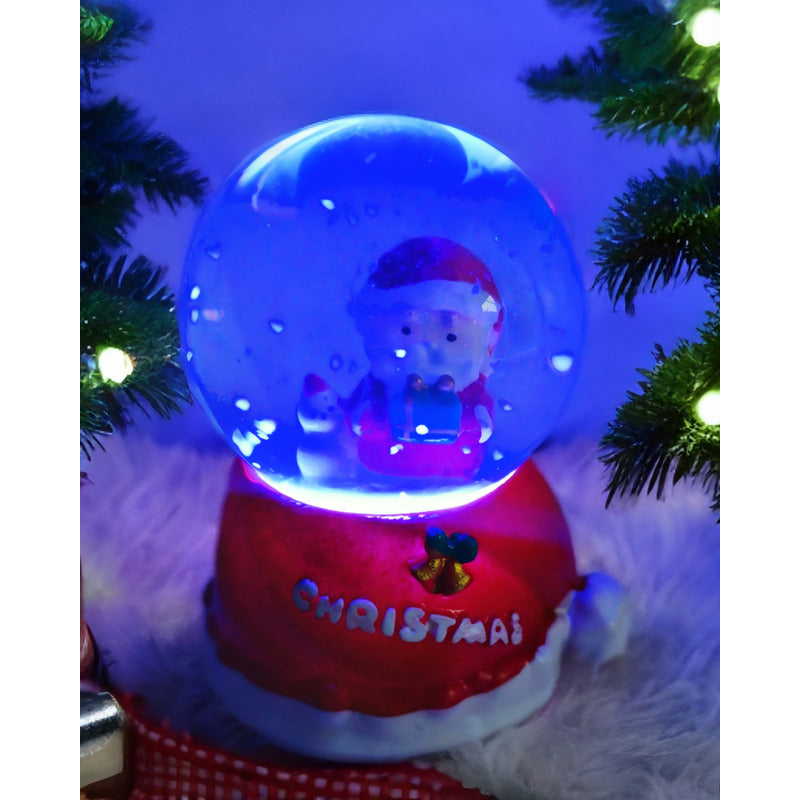 Esfera De Cristal Navideña Con Luz Mini Bola De Nieve 7cm