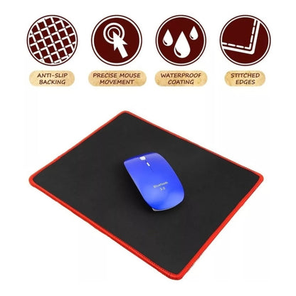 Mouse Pad Alfrombrilla Gamer Borde Rojo 25x30cm Grosor 3mm
