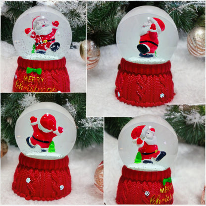 Bola De Nieve Con Luz Esfera Cristal De Navidad 10cm Decora