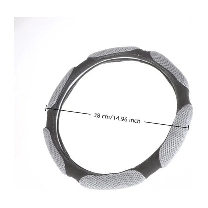 Funda Cubre Volante 3d Acolchado Antideslizante Universal 38 Negro Gris Claro