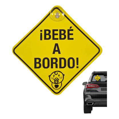 Letrero Bebé A Bordo Señal Con Ventosa Auto Seguridad /ryc