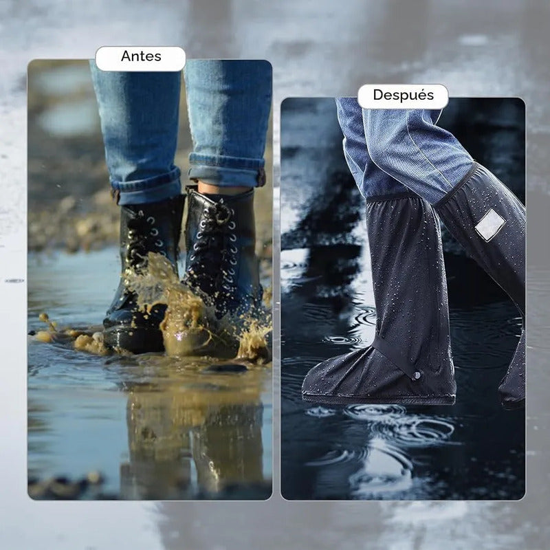 Bota Protector Silicon Impermeable Cubre Zapato Tenis Lluvia Negro Polainas Altas M 38-39 (28.5cm)