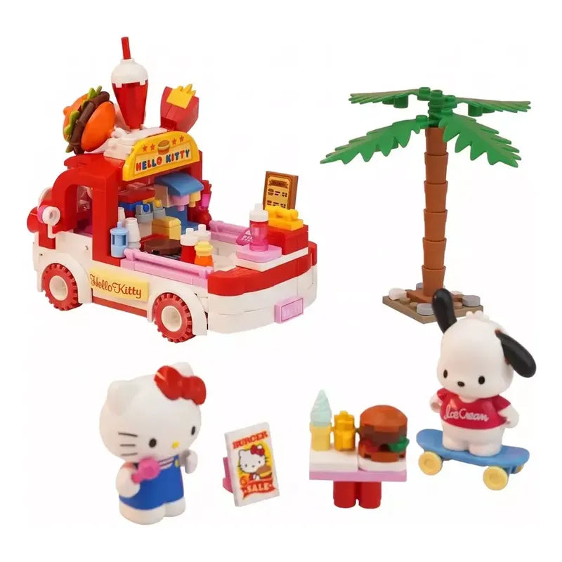 Set Bloques De Construcción Keeppley Hello Kitty Y Amigos 340 Hello Kitty Y Pochacco Fast Steeet Food 9084