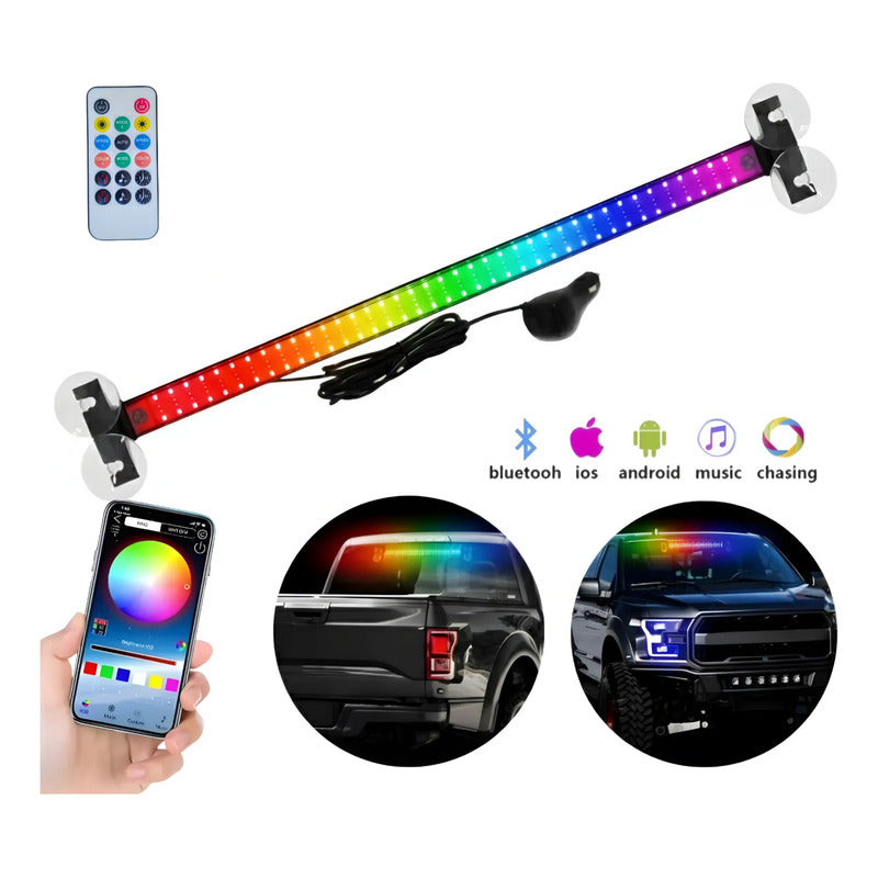 Baliza De Parabrisa Bluetooth Barra Led Estroboscópica Rgb Bluetooth 52cm 251945