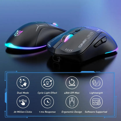 Mouse Gamer Inalambrico Onikuma 7 Botones 4800dpi Rgb Recarg Color Negro