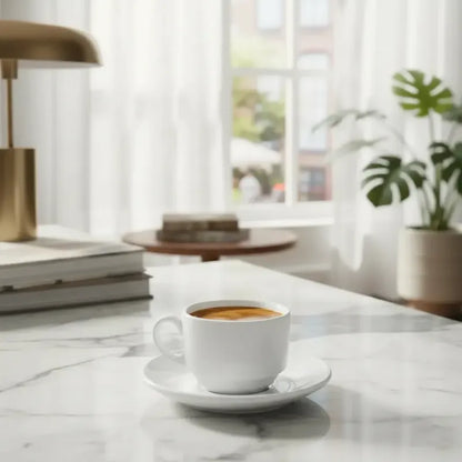 X6 Tazas Espresso De Cerámica Con Platillo 90 Ml Desaayuno Blanco Taza Espresso Apilable Loza