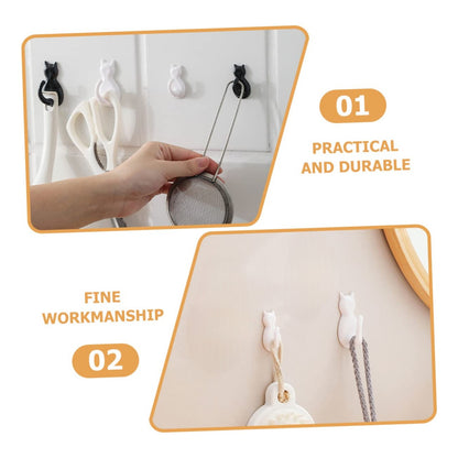 X6 Gancho Colgador Adhesivo De Gatitos Perchero Baño Cocina