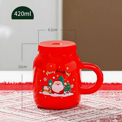 Taza De Navidad Tapa Silicon Bombilla Cristal Bebida Fría Ca