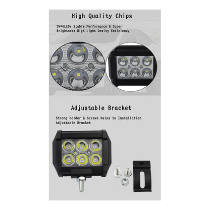 X2 Neblinero 6 Led 18w Foco Led Potente Auto Pack Spots /ryc