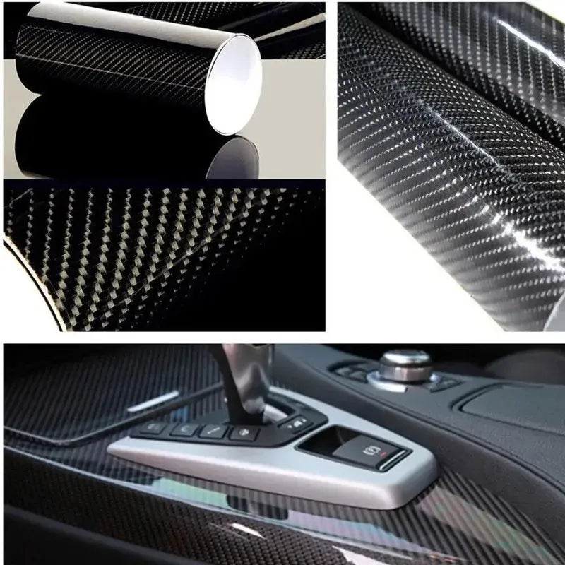 Vinilo Fibra De Carbono 5d Brillante Autoadhesivo 75x200cm 5d Negro Fibra