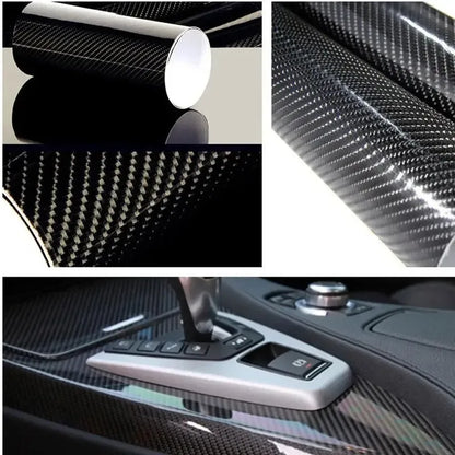 Vinilo Fibra De Carbono 5d Brillante Autoadhesivo 75x200cm 5d Negro Fibra