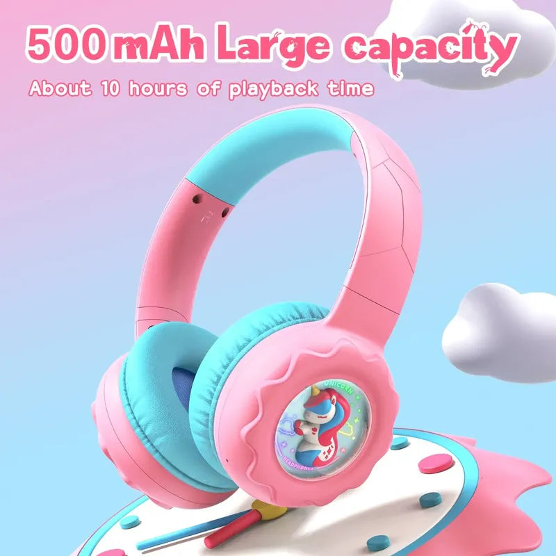 Audifono Bluetooth Onikuma B30 Niñ@s Bajo Nivel Ruido Cn Luz Rosa Unicorio B30