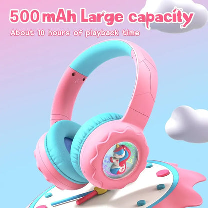 Audifono Bluetooth Onikuma B30 Niñ@s Bajo Nivel Ruido Cn Luz Rosa Unicorio B30