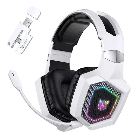 Audífonos Gamer Onikumagt806 Inalámbrico Bluetooth2.4g Color Blanco