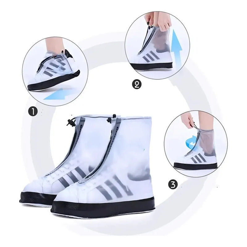 Bota Protector Silicon Impermeable Cubre Zapato Tenis Lluvia Transparente Negro S T35-36 (25.5cm)