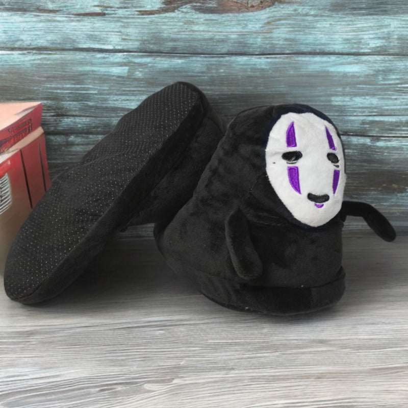 Pantuflas Abiertas Acolchadas Kaonashi Talla 36-41 Kawaii Negro Único
