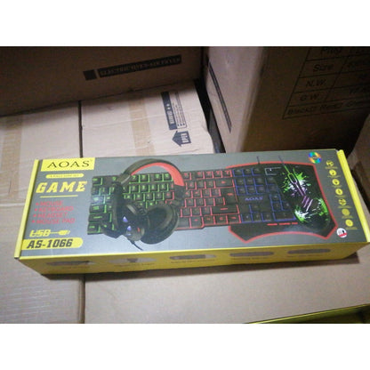 Kit Gamer 4en1 Teclado + Mouse + Mouse-pad + Audifnos Aoas / Teclado Negro