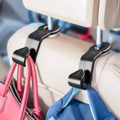 X2 Gancho Organizador Para Cabecera Auto Abrazadera Asiento Color Negro Lisa
