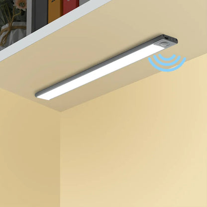 Luz Led Con Sensor Movimiento Recargable Closet Baño Cocina Estructura Gris