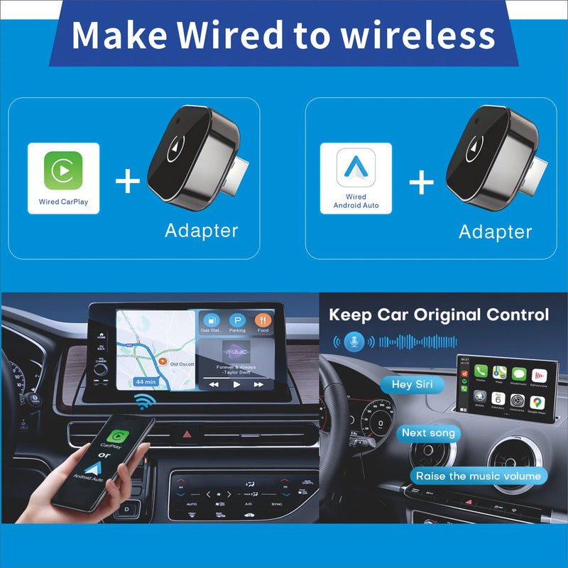 Adaptador Inalámbrico Androidauto Carplay Cn Cable Pendrive Negro 25200