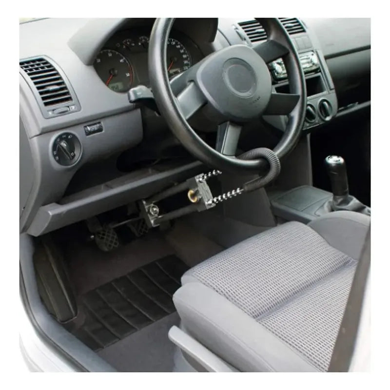 Traba Volante Y Pedal Antirrobo + Llave Seguridad Auto /r&c Oscuro 13283