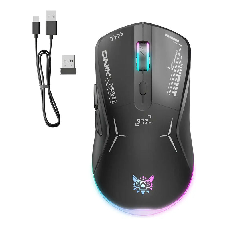 Mouse Gamer Inalambrico Onikuma 7 Botones 4800dpi Rgb Recarg Color Negro