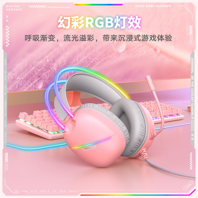 Auriculares Con Micrófono Audifonos Onikuma X33 Para Pc Xbox Color Rosa