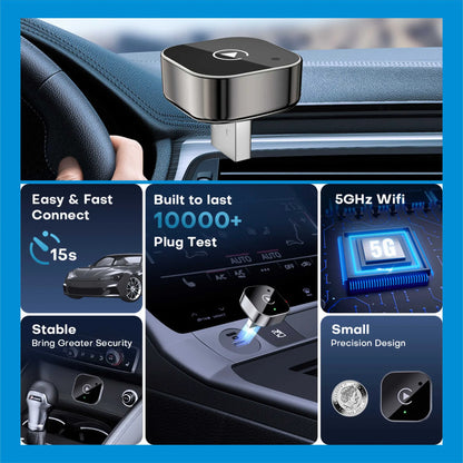 Adaptador Inalámbrico Androidauto Carplay Cn Cable Pendrive Negro 25200