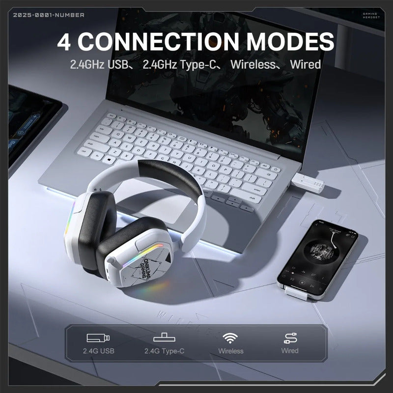 Audifono Gamer Onikuma Gt883 4modos Bluetooth Usb C Y Cable Blanco Gt883