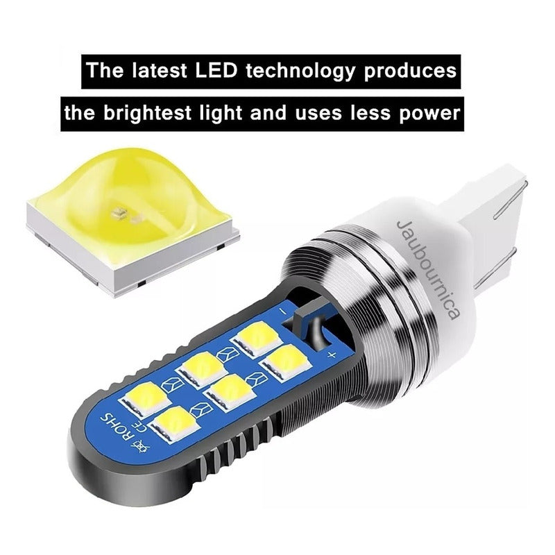X2 Ampolleta T20 Led Luz Blanca Carcasa Aluminio Auto /ryc