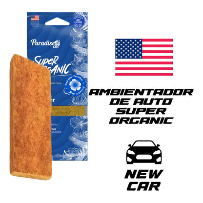 Ambientador Super Organic Aromatizante Paradise Air Auto Cas Madera Auto Nuevo