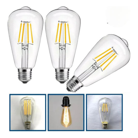X3 Ampolleta Led Vintage Decoración Edison E27 6w Luz Cálida