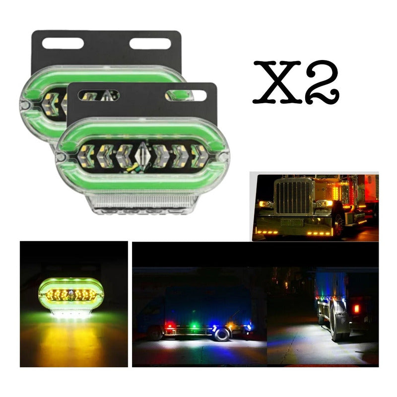 X2 Luz Led Lateral Bicolor Luz De Trocha 24v Destellante