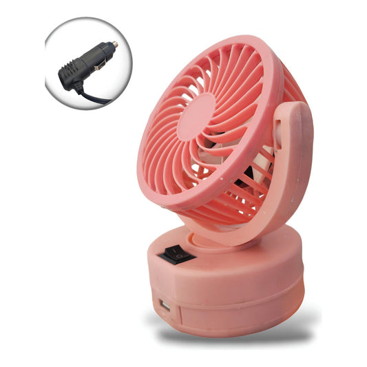 Ventilador De Auto Rosa 12v 360° Rotación Conexión Cenicero