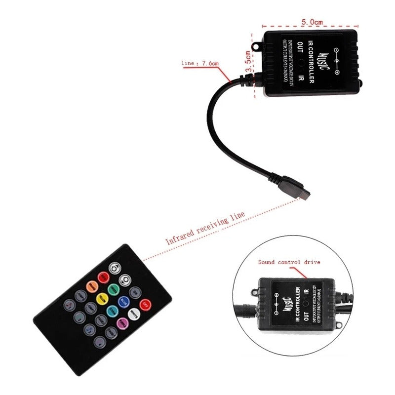Tirax4 Led Luz Piso Interior Auto +control Ritmica/r&c