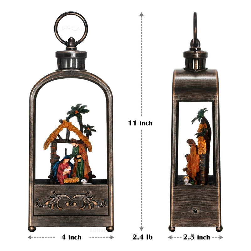 Farol Navideño Con Luz Led Música Lámpara Navidad Pesebre