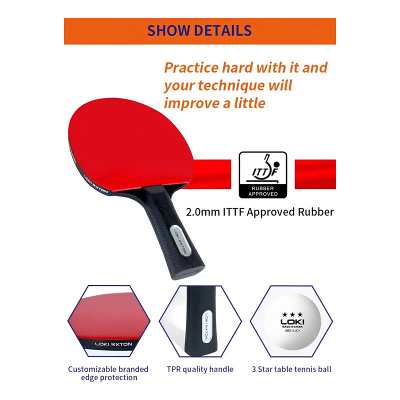 Set Ping Pong 4 Paletas + 8pelotas +estuche Kit Tenis Mesa Rojo/negro Fl (cóncavo)