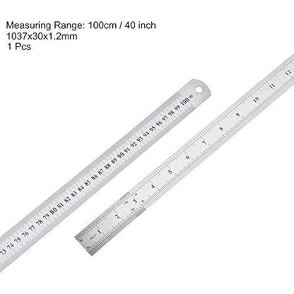 Regla Metálica Doble Cara 100cm 40 Pulgadas Acero Inoxidable