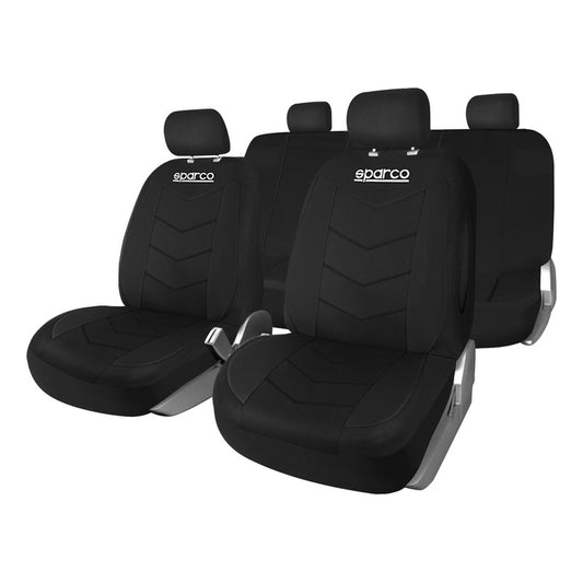 Set Fundas Cubre Asiento Sparco 9pcs Negro 431 Tela /r&c