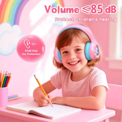 Audifono Bluetooth Onikuma B30 Niñ@s Bajo Nivel Ruido Cn Luz Rosa Unicorio B30