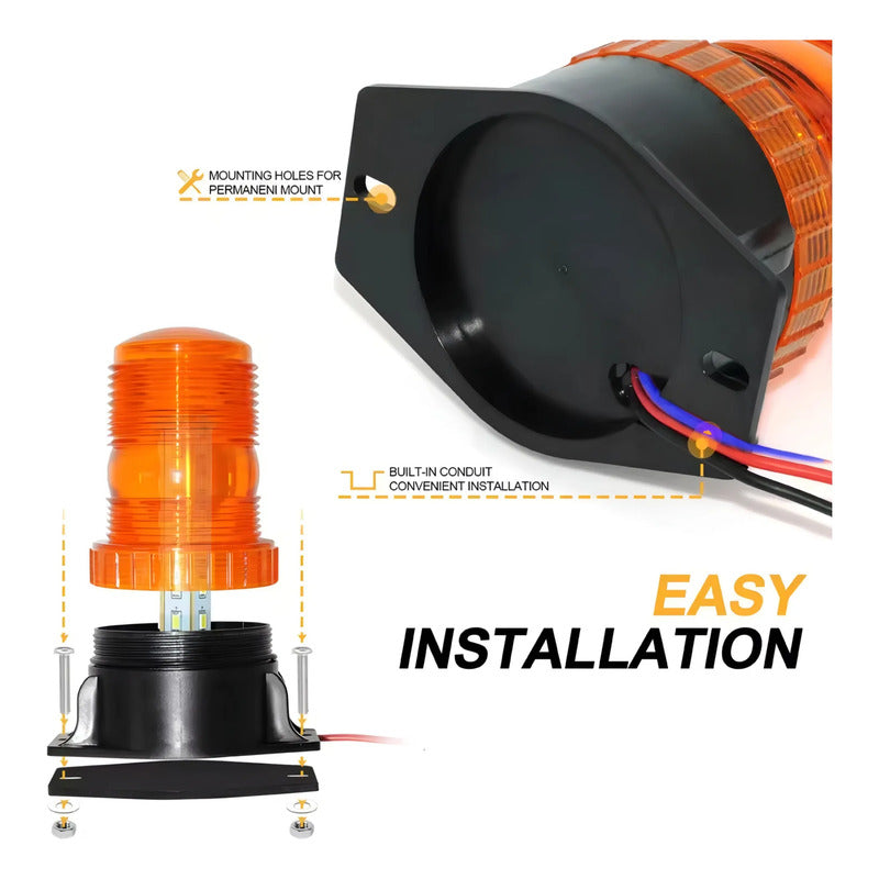 Baliza Led Ambar 2modos Luz 360 Y Strobo Apernable 10-30v