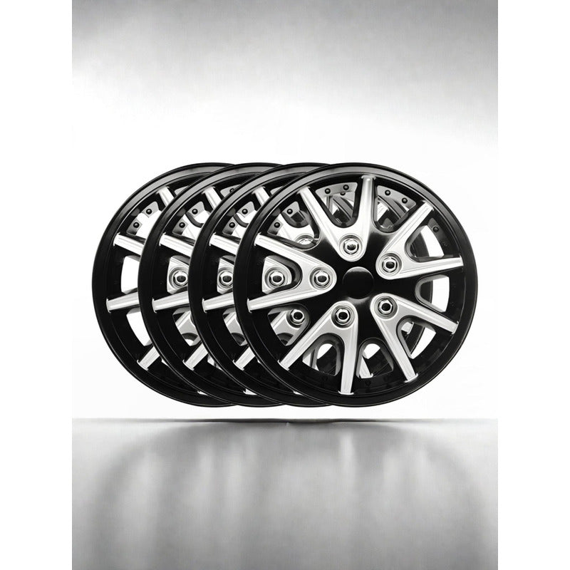 Set Tapa Rueda Aro 13 Serie Tuning Racing Color Negro-gris