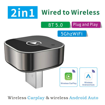 Adaptador Inalámbrico Androidauto Carplay Cn Cable Pendrive Negro 25200