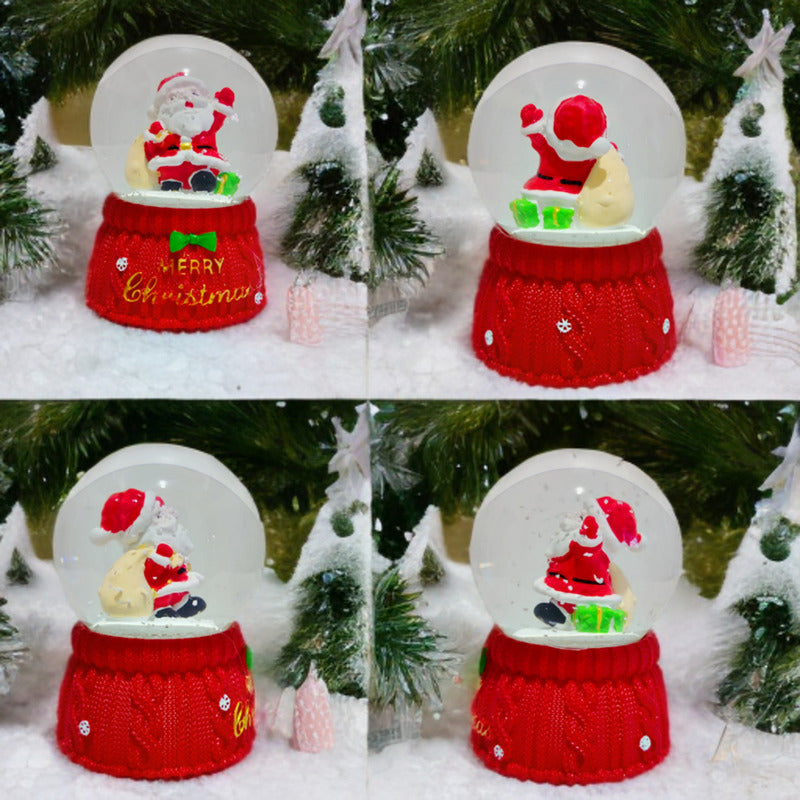 Bola De Nieve Con Luz Esfera Cristal De Navidad 10cm Decora